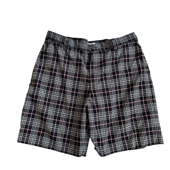 IZOD Men's Performance Black Pink Plaid Shorts Size 36 - Picture 7 of 8